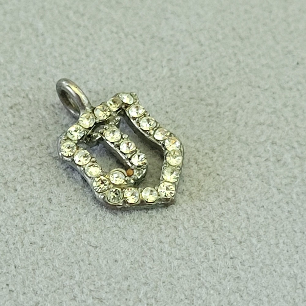Vintage Juicy Couture Silver Tone Rhinestone Shield Initial J Pendant Only